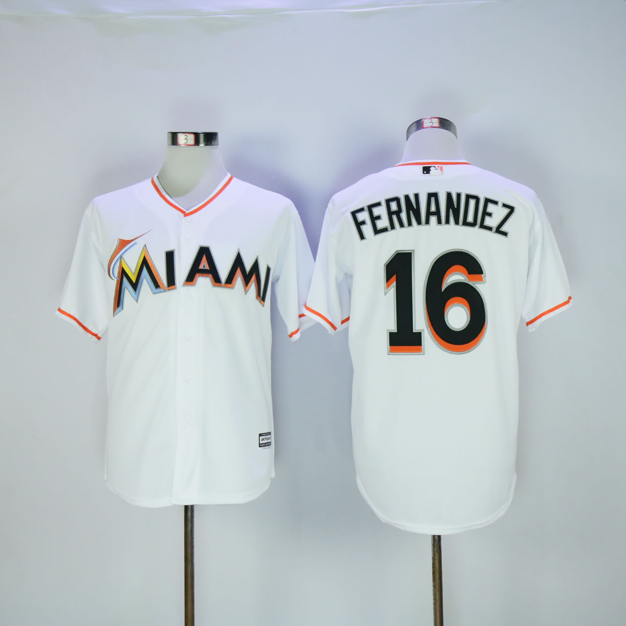 Men Miami Marlins #16 Fernandez White Game MLB Jerseys